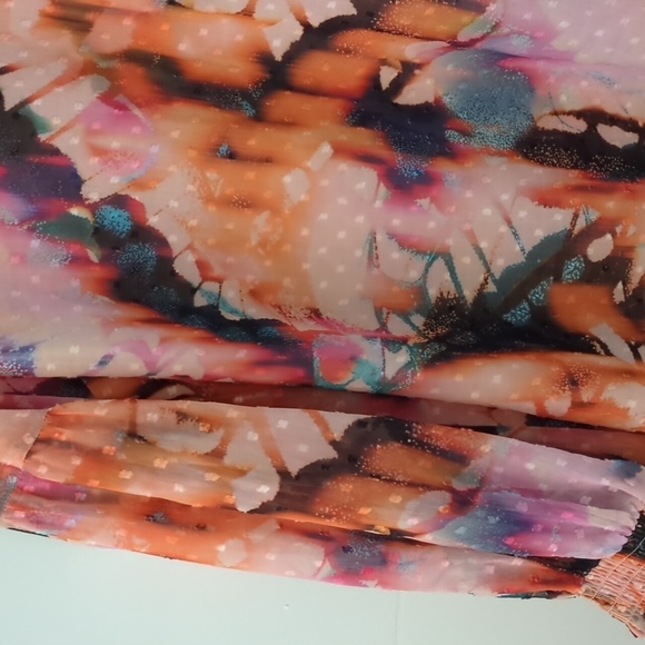 Torrid chiffon Clip Dot Boho Blouse Baloon Sleeves abstract butterfly print 2x - Picture 7 of 12